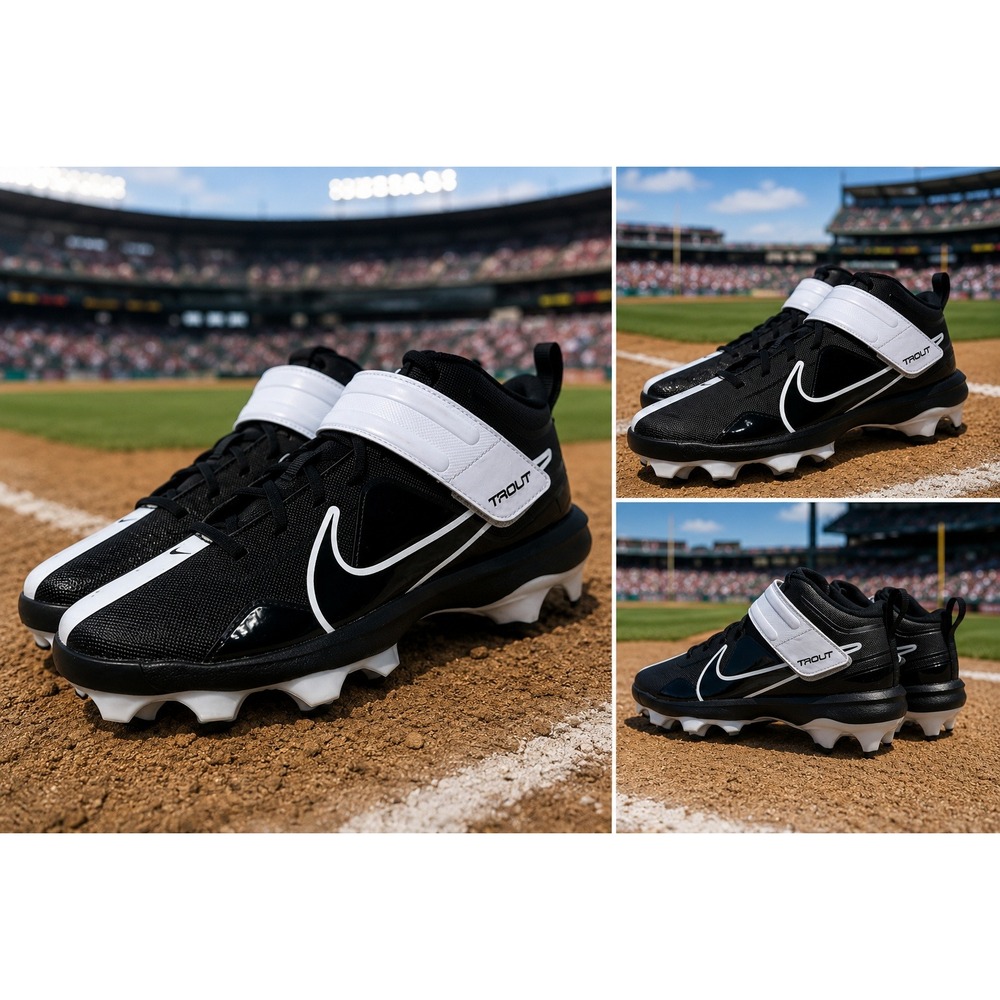Nike Force Zoom Trout 7 Pro Baseball Cleats Black White CT0828-005 Mens Size 7.5